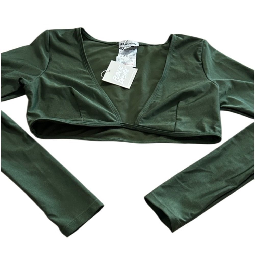 Public Desire Deep Green V-Neck Crop Top size 8, new with tags